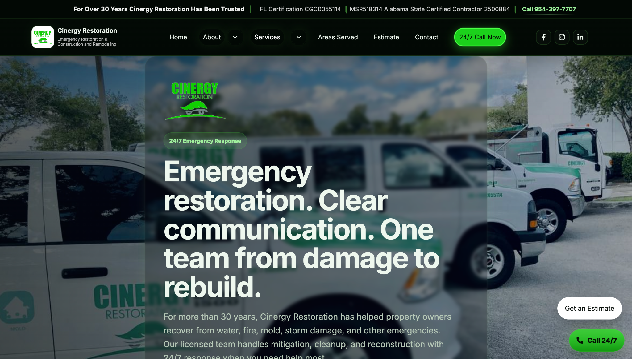 Cinergy Restoration website preview